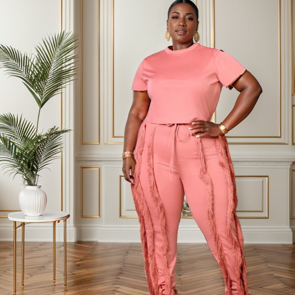 Good Time USA  Fringe Pant Set Plus Size
